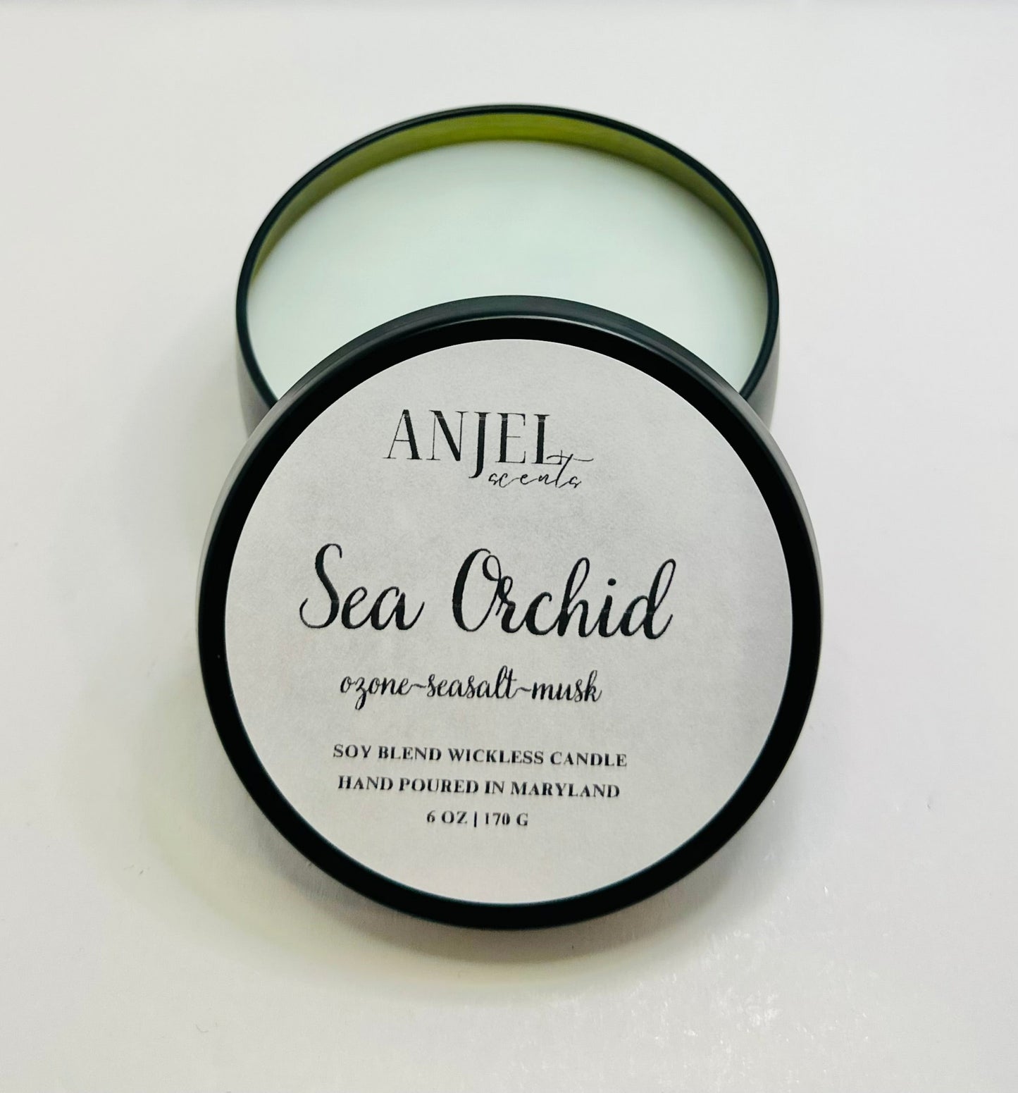 Sea Orchid Wickless Candle Tin